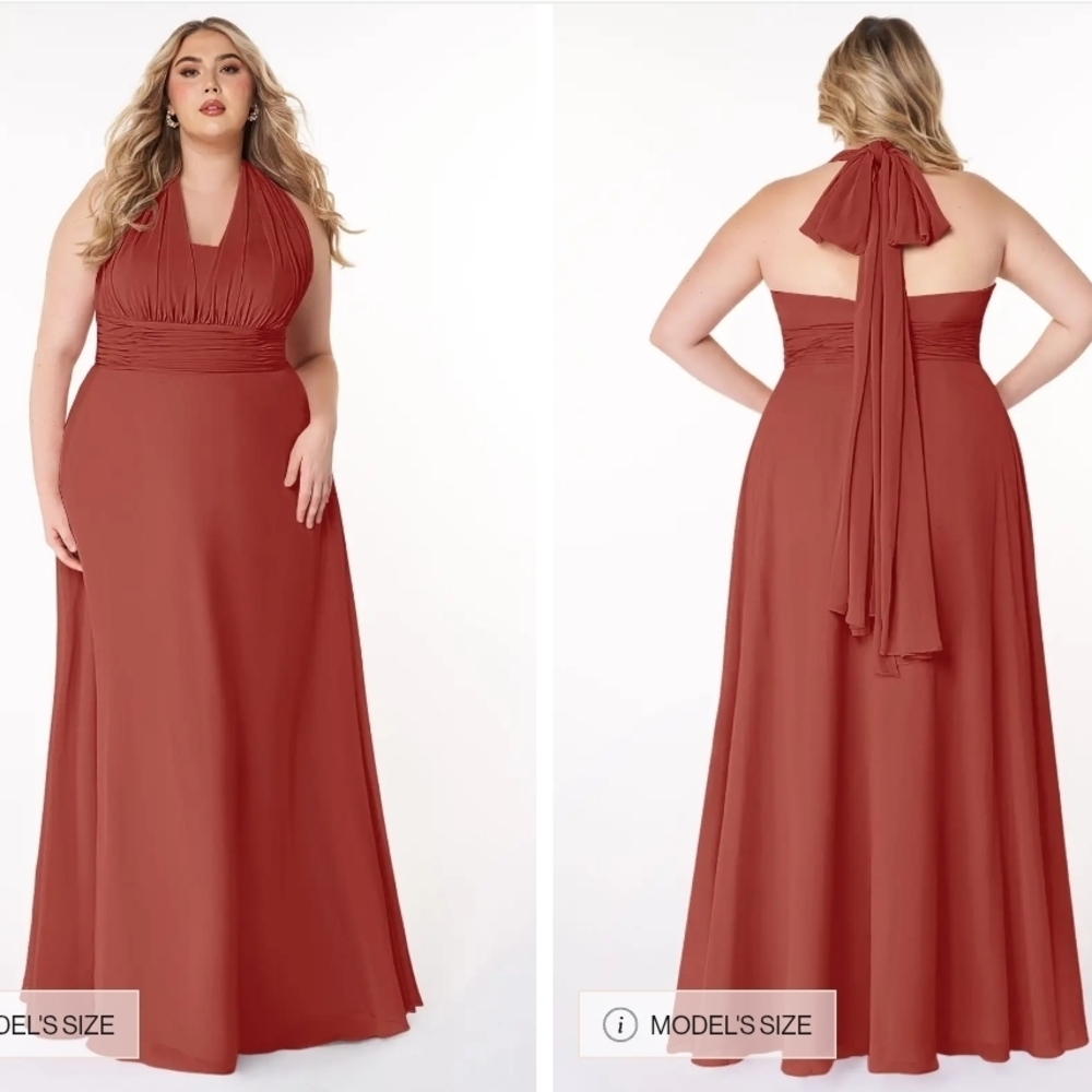 Azazie Fifi Chiffon Convertible Dress Size 18 Perfect For Fall Wedding
